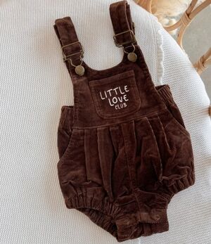 Brown Baby Overalls with Embroidery
